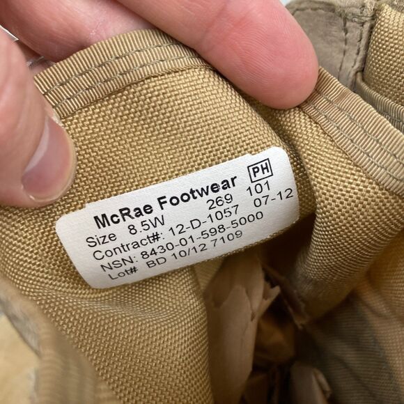 McRae military boots men's 8.5w brown combat Vibram sole NO LACES - Picture 6 of 7